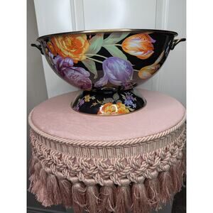MacKenzie - Childs Large Flower Market Black Everything Bowl Excellent Condition